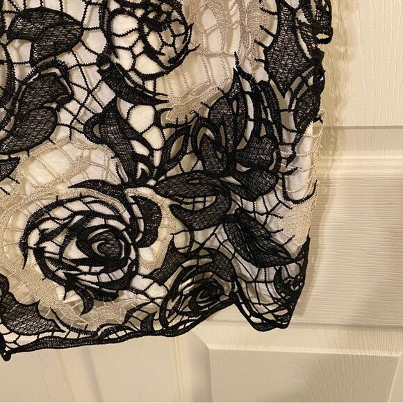 Express Black and White Sequin Fitted Sleeveless Tank Top - Picture 2 of 7